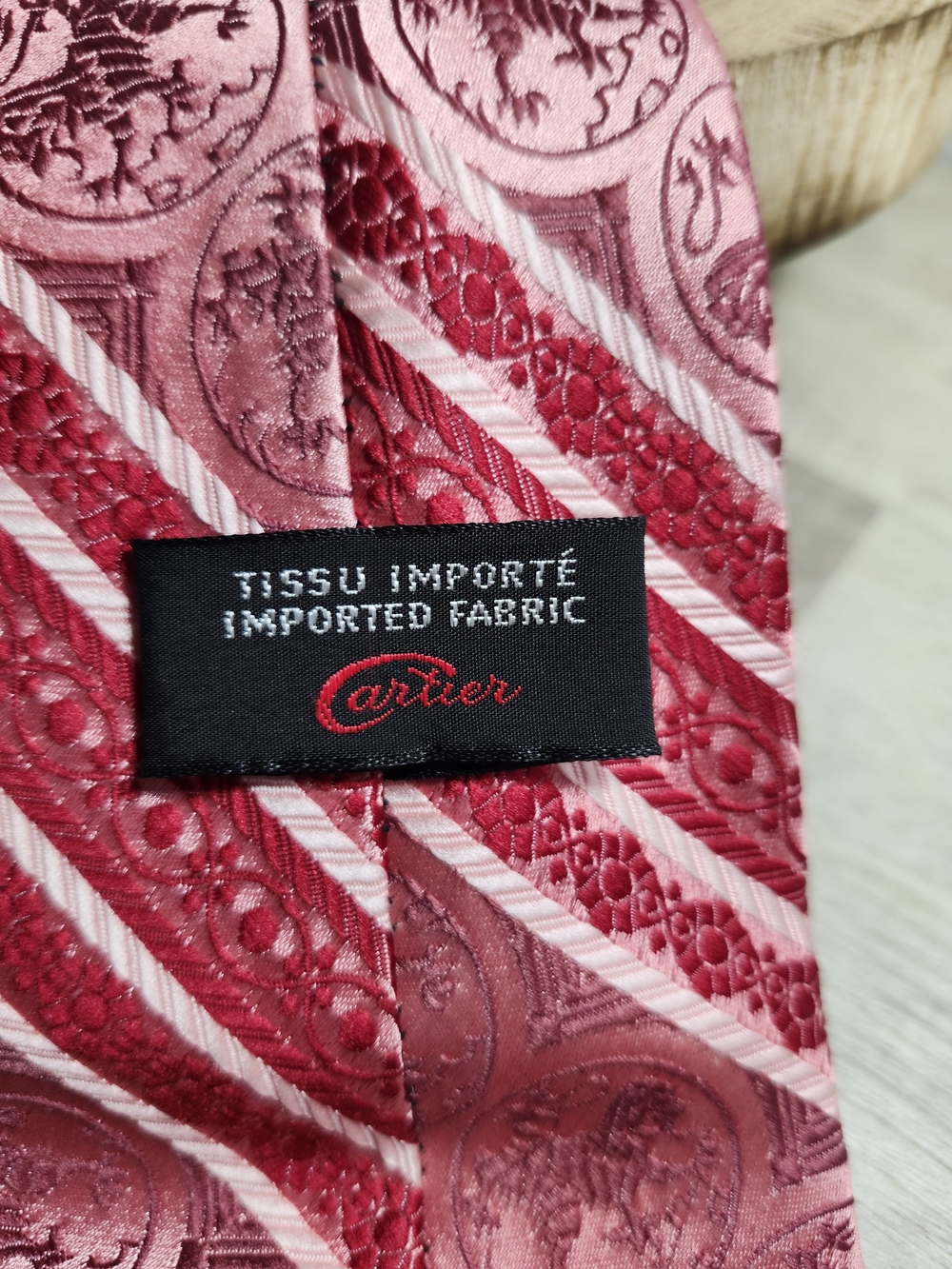 Cartier Pink and Red Striped Tie